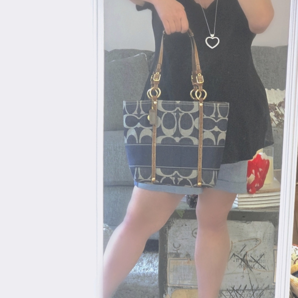 Coach Denim Legacy Small Vintage Signature Tote EUC